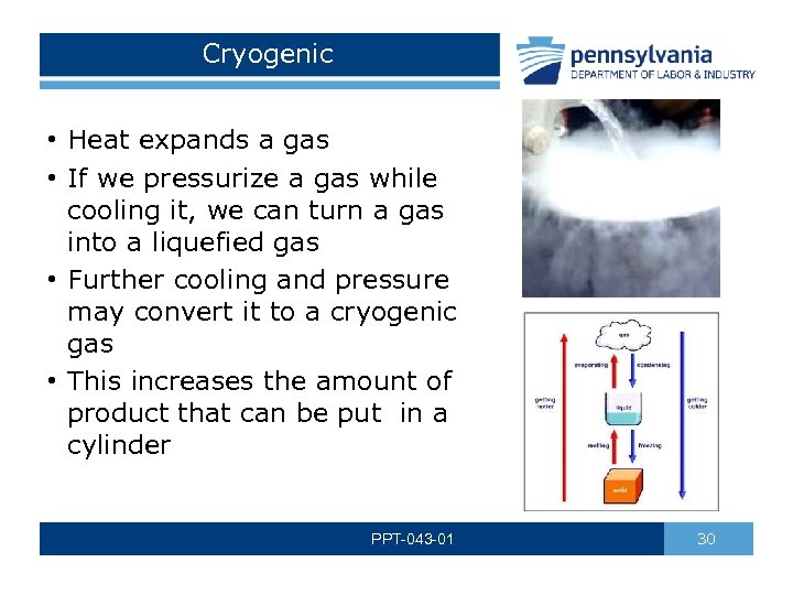 Cryogenic • Heat expands a gas • If we pressurize a gas while cooling