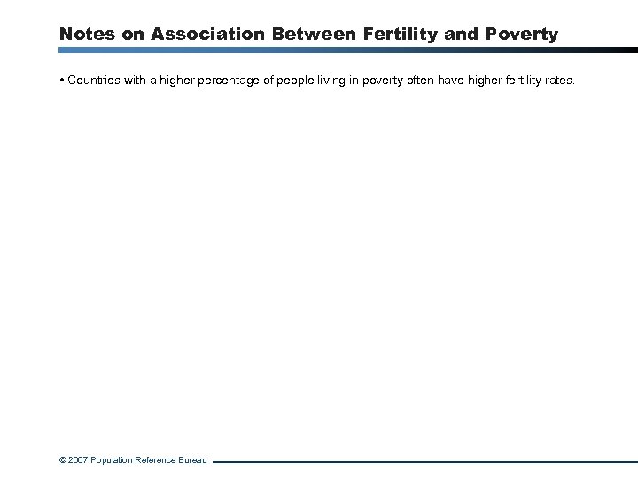Notes on Association Between Fertility and Poverty • Countries with a higher percentage of