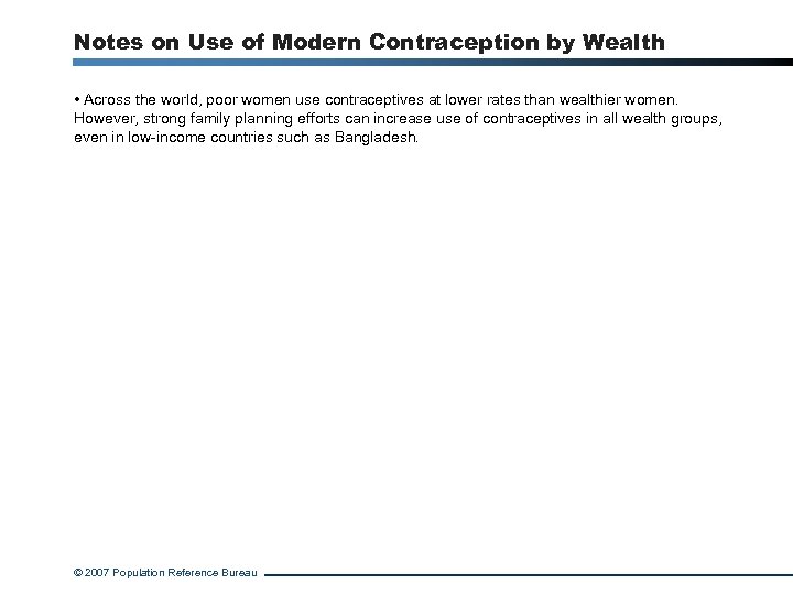 Notes on Use of Modern Contraception by Wealth • Across the world, poor women
