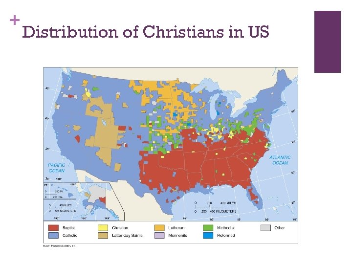 + Distribution of Christians in US 