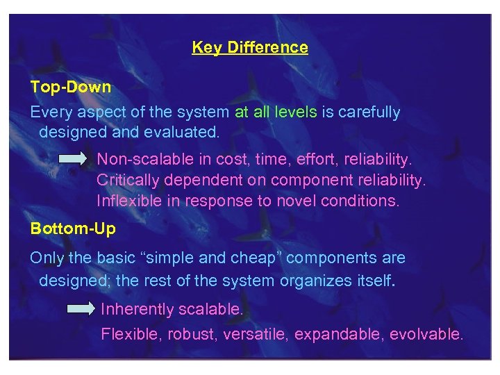 Key Difference Top-Down Every aspect of the system at all levels is carefully designed