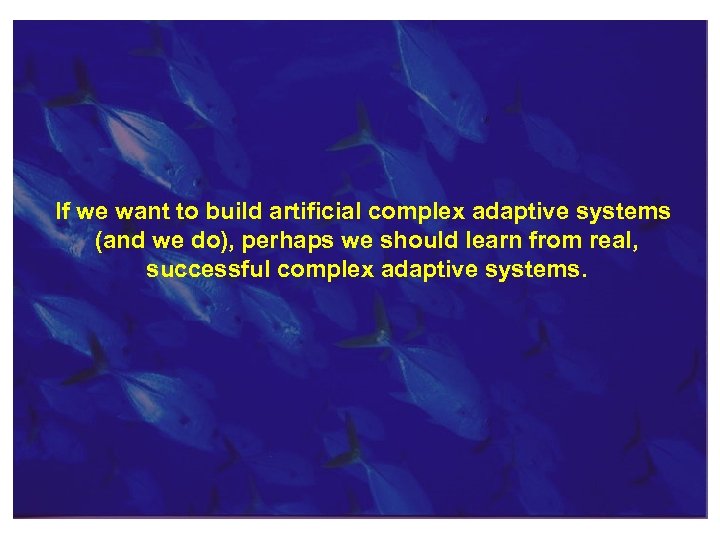 If we want to build artificial complex adaptive systems (and we do), perhaps we