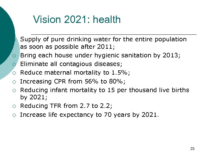 Vision 2021: health ¡ ¡ ¡ ¡ Supply of pure drinking water for the