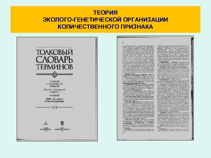 ТЕОРИЯ ЭКОЛОГО-ГЕНЕТИЧЕСКОЙ ОРГАНИЗАЦИИ КОЛИЧЕСТВЕННОГО ПРИЗНАКА 