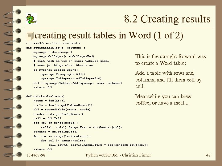 8. 2 Creating results 4 creating result tables in Word (1 of 2) c