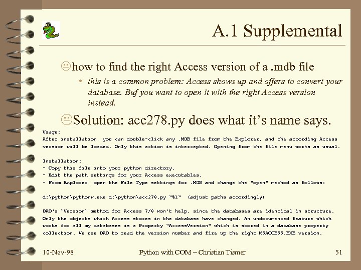 A. 1 Supplemental how to find the right Access version of a. mdb file