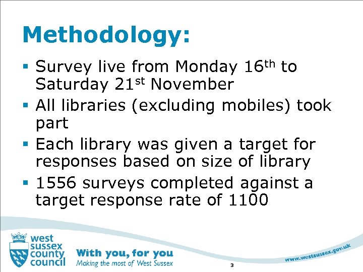 Methodology: § Survey live from Monday 16 th to Saturday 21 st November §