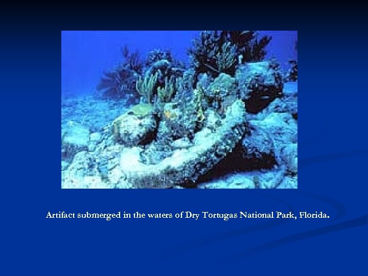 Artifact submerged in the waters of Dry Tortugas National Park, Florida. 