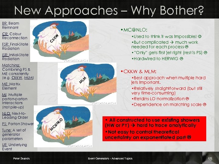 New Approaches – Why Bother? BR: Beam Remnant FSR: Final-State Radiation • MC@NLO: KK