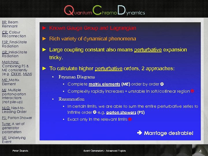 Q C uantum BR: Beam Remnant CR: Colour Reconnection FSR: Final-State Radiation ISR: Initial-State