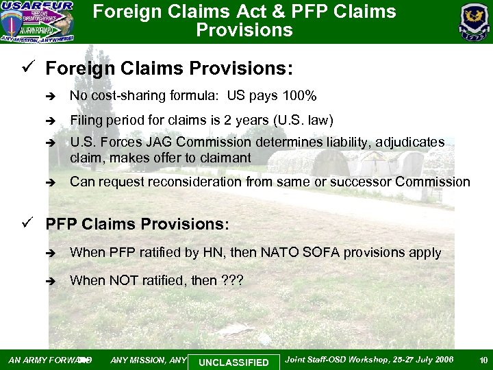 Foreign Claims Act & PFP Claims Provisions ü Foreign Claims Provisions: è No cost-sharing