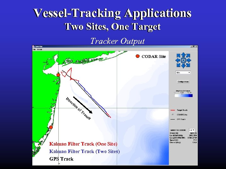 Vessel-Tracking Applications Two Sites, One Target Tracker Output CODAR Site Di re ct io