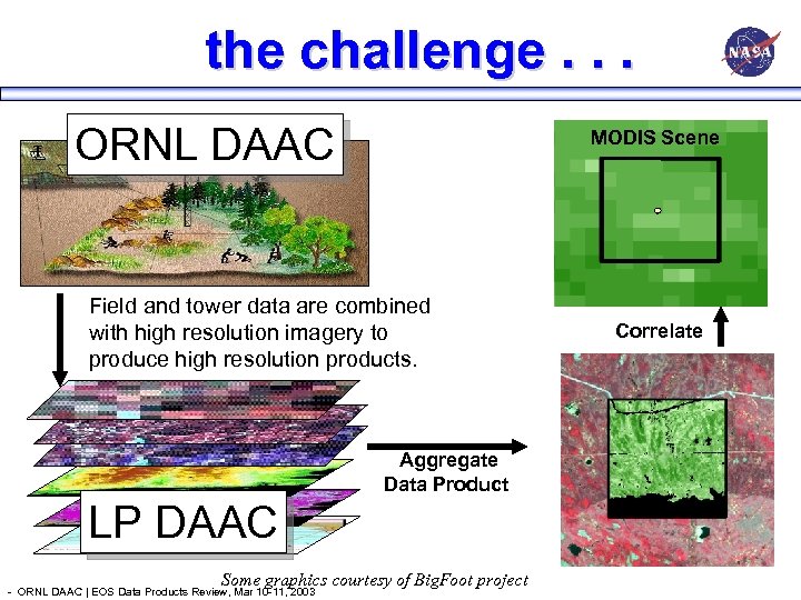the challenge. . . ORNL DAAC MODIS Scene Field Measurements ? Field and tower