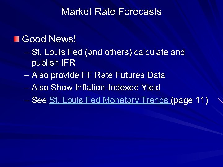 Market Rate Forecasts Good News! – St. Louis Fed (and others) calculate and publish