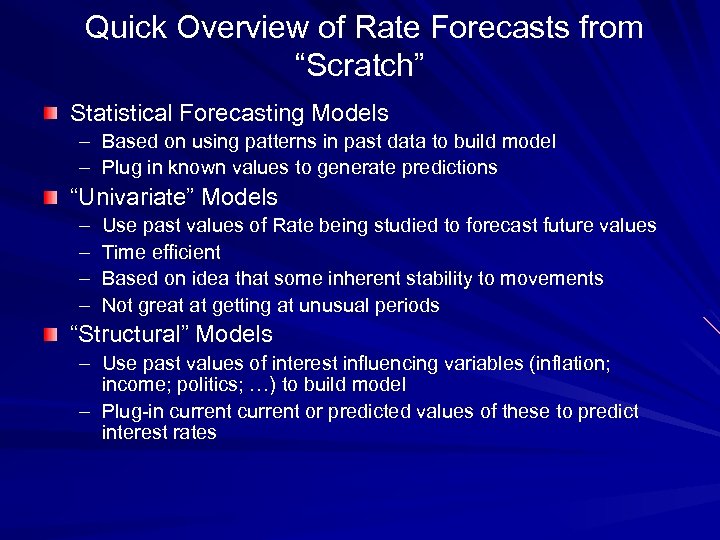 Quick Overview of Rate Forecasts from “Scratch” Statistical Forecasting Models – Based on using