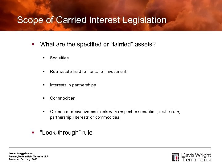 Scope of Carried Interest Legislation § What are the specified or “tainted” assets? §