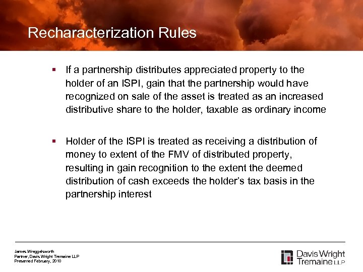 Recharacterization Rules § If a partnership distributes appreciated property to the holder of an