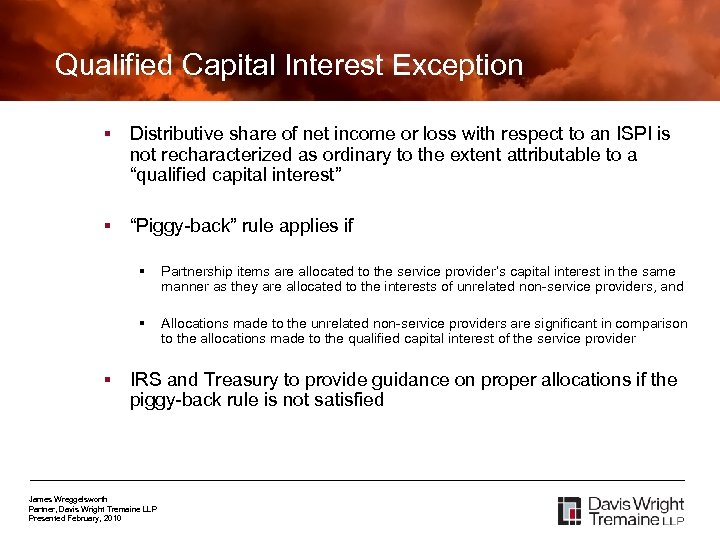 Qualified Capital Interest Exception § Distributive share of net income or loss with respect