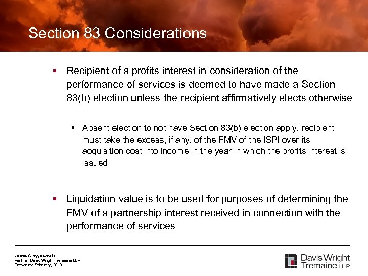 Section 83 Considerations § Recipient of a profits interest in consideration of the performance