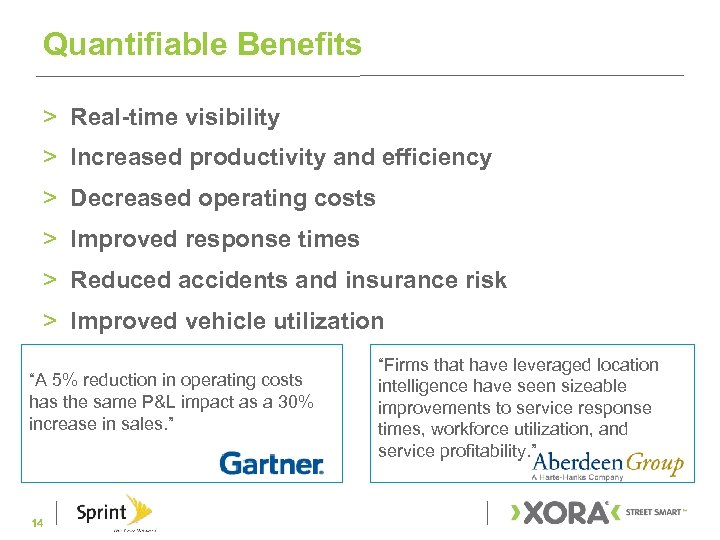 Quantifiable Benefits > Real-time visibility > Increased productivity and efficiency > Decreased operating costs