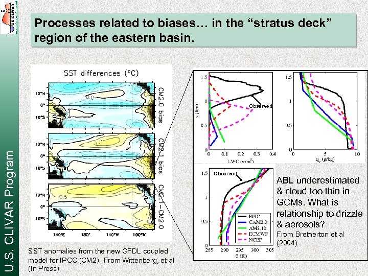 Processes related to biases… in the “stratus deck” region of the eastern basin. U.