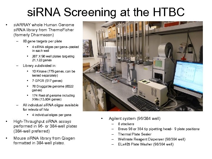 si. RNA Screening at the HTBC • si. ARRAY whole Human Genome si. RNA