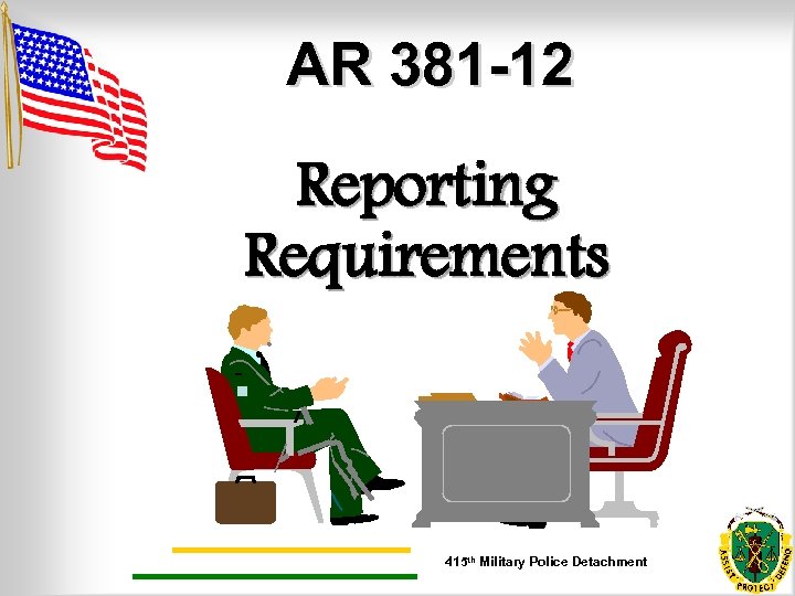 AR 381 -12 Reporting Requirements. 415 th Military Police Detachment 