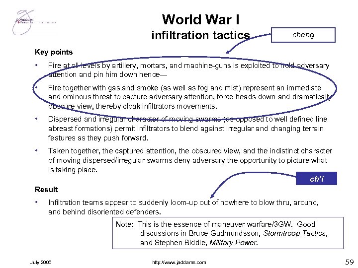World War I infiltration tactics cheng Key points • Fire at all levels by