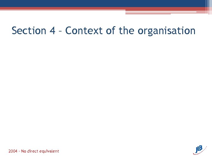 Section 4 – Context of the organisation 2004 – No direct equivalent 
