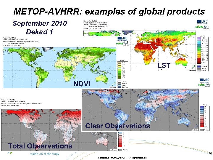 METOP-AVHRR: examples of global products September 2010 Dekad 1 LST NDVI Clear Observations Total