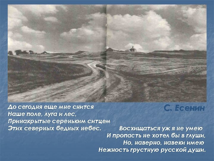 До сегодня еще мне снится С. Есенин Наше поле, луга и лес, Принакрытые сереньким