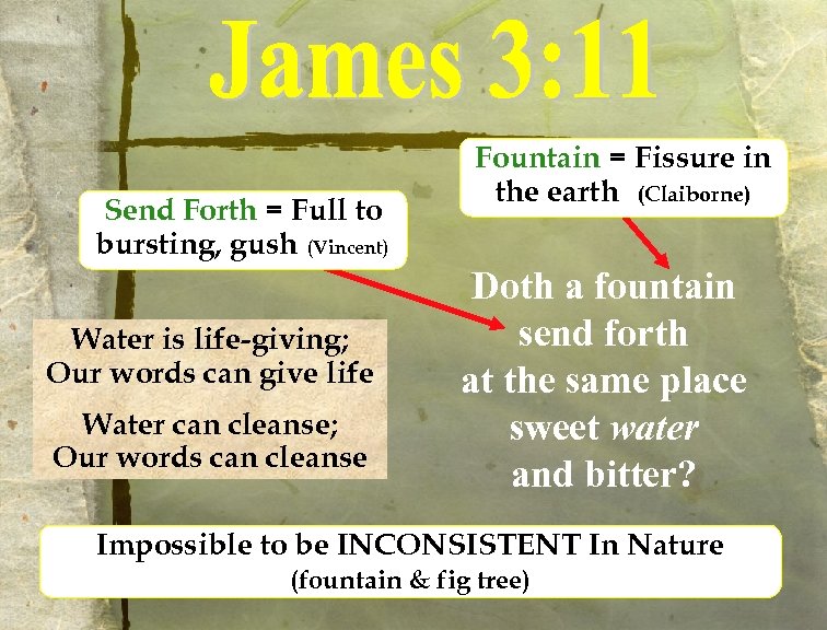 Send Forth = Full to bursting, gush (Vincent) Water is life-giving; Our words can