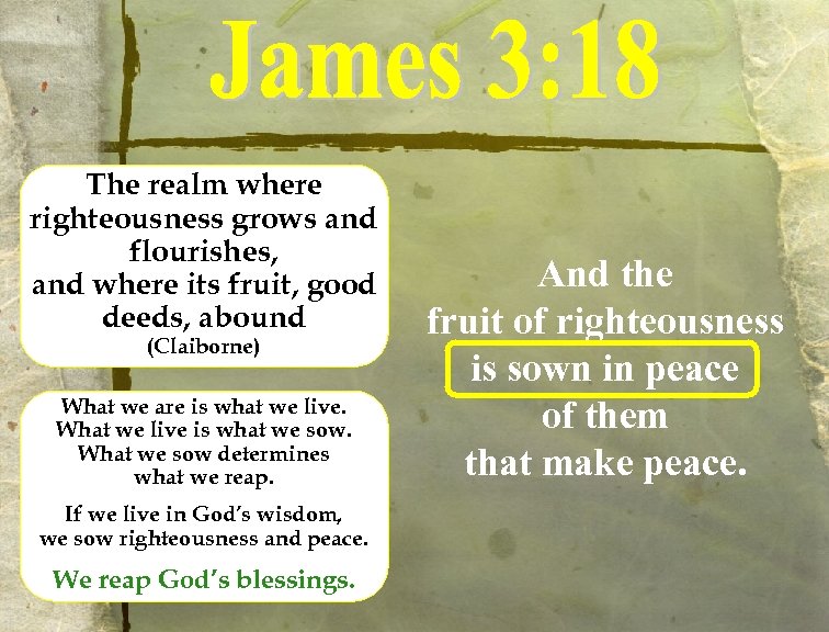 The realm where righteousness grows and flourishes, and where its fruit, good deeds, abound