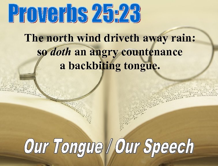 The north wind driveth away rain: so doth an angry countenance a backbiting tongue.