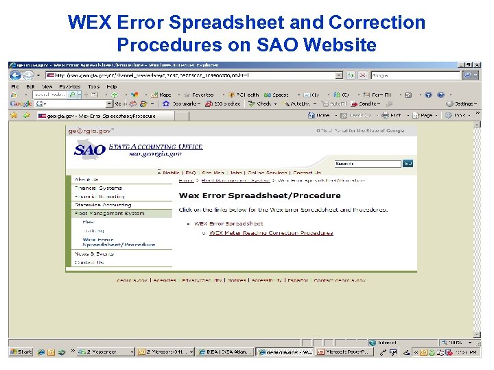 WEX Error Spreadsheet and Correction Procedures on SAO Website 