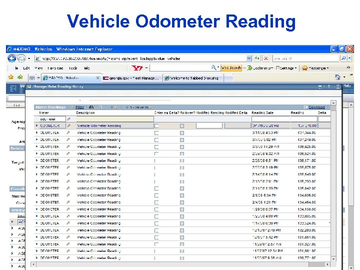 Vehicle Odometer Reading 