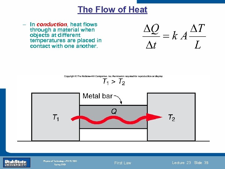 The Flow of Heat – In conduction, heat flows through a material when objects