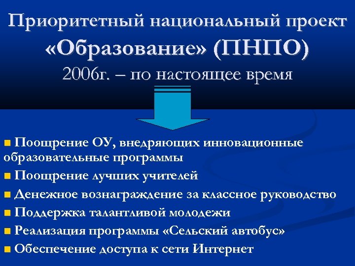 Приоритетные национальные проекты 2005 года образование