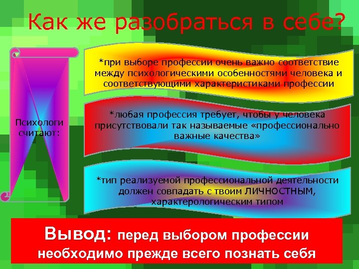 Как же разобраться в себе? *при выборе профессии очень важно соответствие между психологическими особенностями