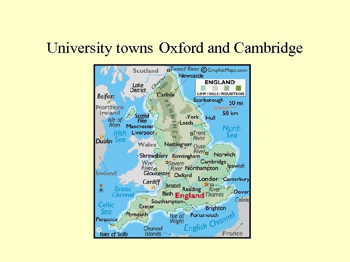 University towns Oxford and Cambridge 