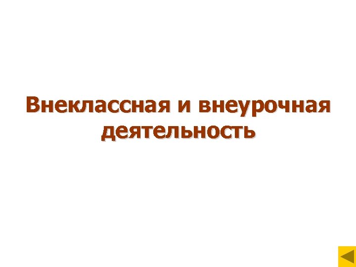 Внеклассная и внеурочная деятельность 