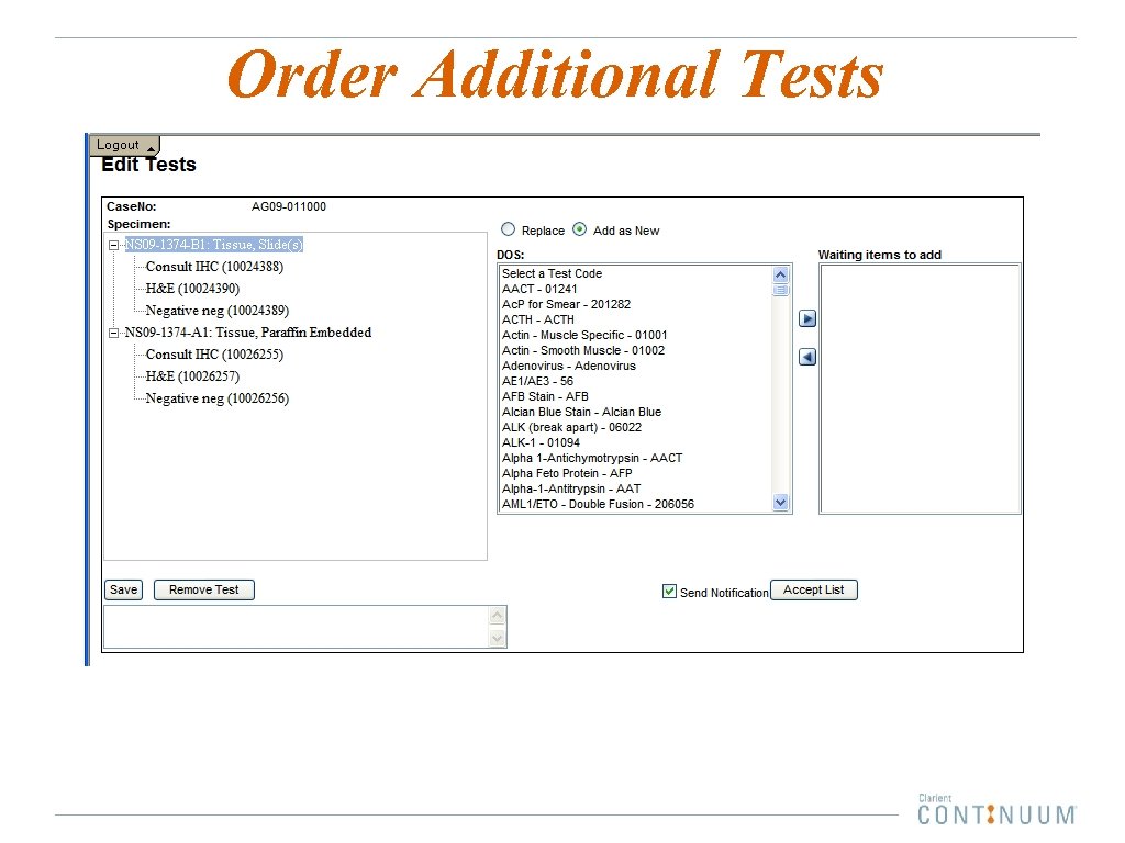 Order Additional Tests 