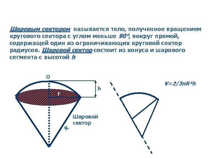 Круговым сектором называется. Шаровой сектор вращение. Тело полученное вращением кругового сектора с углом меньшим. Шаровым сектором называется тело. Шаровой сектор тело.