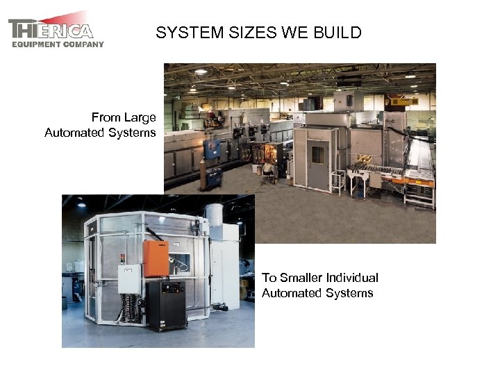 SYSTEM SIZES WE BUILD From Large Automated Systems To Smaller Individual Automated Systems 