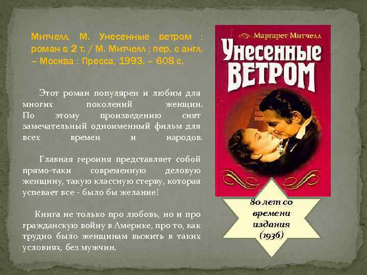 Митчелл, М. Унесенные ветром : роман в 2 т. / М. Митчелл ; пер.