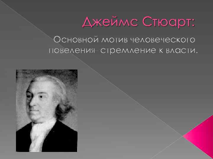 Джеймс Стюарт: Основной мотив человеческого повеления- стремление к власти. 