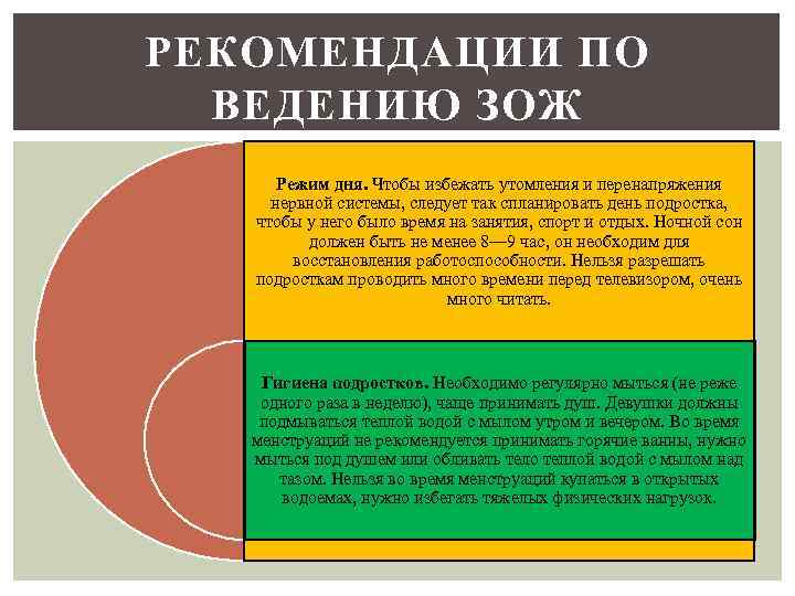 РЕКОМЕНДАЦИИ ПО ВЕДЕНИЮ ЗОЖ Режим дня. Чтобы избежать утомления и перенапряжения нервной системы, следует