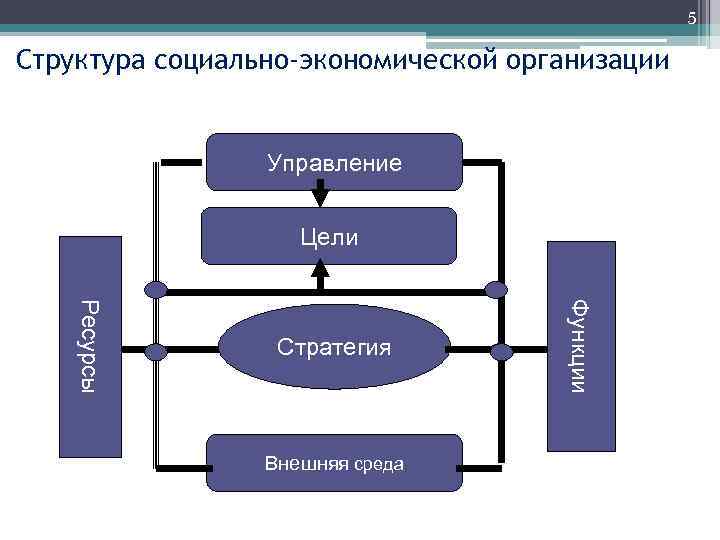 Структура социальной организации. Теория социально-экономической организации. Цели внешнего управления. Состав социальных учреждений