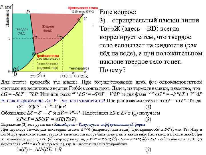 Еще вопрос: 3) – отрицательный наклон линии . Тв Ж (здесь – BD) всегда