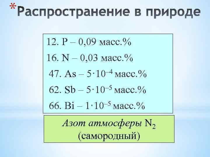 * 12. P – 0, 09 масс. % 16. N – 0, 03 масс.